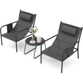 Ensemble Bistro de Patio 3 Pièces Table et Chaises Extérieur avec Sac de Rangement Siège Rembourré pour Jardin