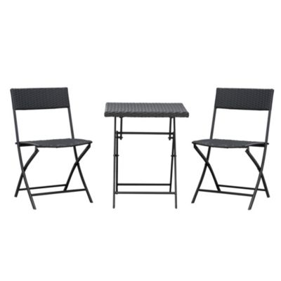 Ensemble bistro en polyrotin pour 2 personnes, mobilier de jardin en rotin marron, idéal pour balcon et terrasse.