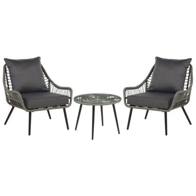 Ensemble bistrot avec coussins LAURETO Polyrotin Gris
