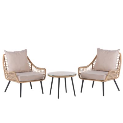 Ensemble bistrot avec coussins LAURETO Polyrotin Naturel
