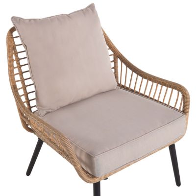 Ensemble bistrot avec coussins LAURETO Polyrotin Naturel