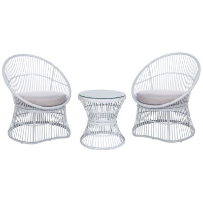 Ensemble bistrot avec coussins MESYNA Polyrotin Blanc