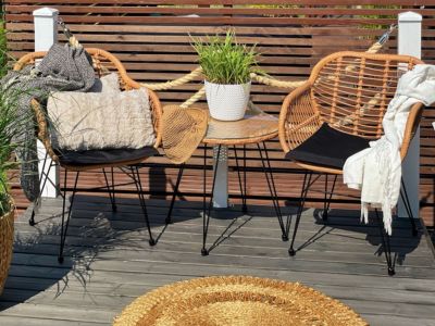 Vargottam Lot De 2 Coussins De Chaise Bistro Ronds 38,1 Cm - Noir - Intérieur/Extérieur - Imperméable