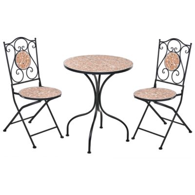 Ensemble bistrot Pliant ADRANO Métal Effet terrasse Noir