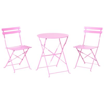 Ensemble bistrot Pliant FIORI Métal Rose