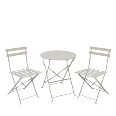 Ensemble bistrot pliant métal 2 personnes - table ronde 60cm pliable 2 chaises salon de jardin terrasse balcon Marseille - Beige
