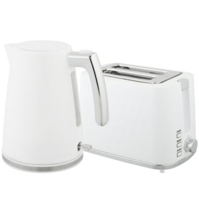 Ensemble bouilloire et grille-pain moderne - 1,7L 2200W - 2 tranches, brunissage 7 niv. - chromé blanc