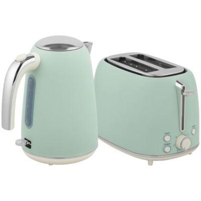 Ensemble bouilloire et grille-pain vintage - 1,7L 2200W - 2 tranches, brunissage 7 niv. - vert d'eau