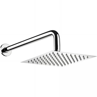 Ensemble bras de douche et pomme haute carrée extra-plate SANINDUSA Plan 25x25cm chromé