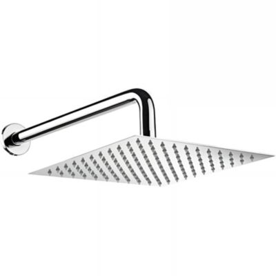 Ensemble bras de douche et pomme haute carrée extra-plate SANINDUSA Plan 25x25cm chromé