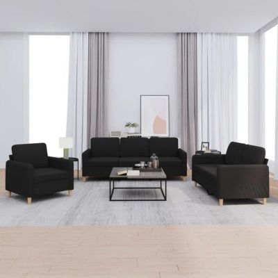 Ensemble canapés vidaXL 3 pièces noir tissu 3202058