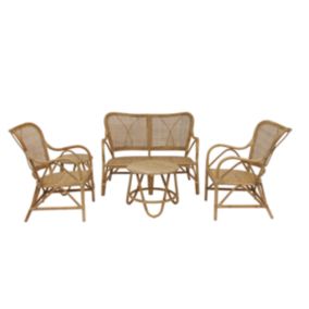 Ensemble Canape, 2 Chaises et 2 Tables d'Appoint de Jardin 4 pers. Chillvert Parma 108x72x85 cm Rotin Naturel et Osier