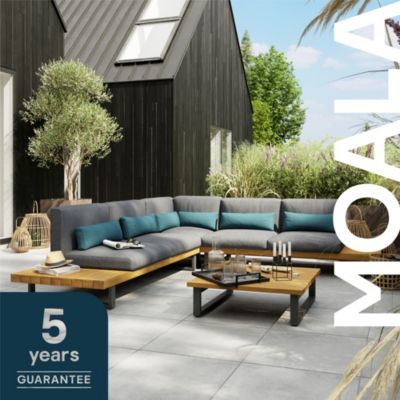 Ensemble canapé 2 personnes et fauteuil d'angle MOALA acacia GOODHOME