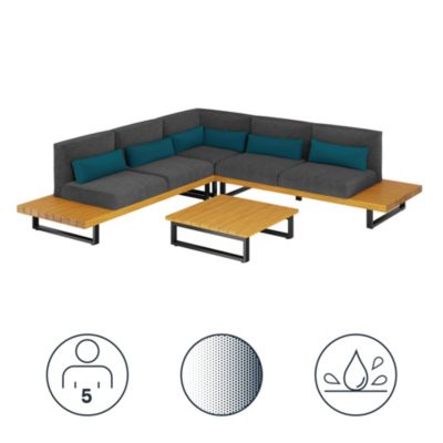 Ensemble canapé 2 personnes et fauteuil d'angle MOALA acacia GOODHOME