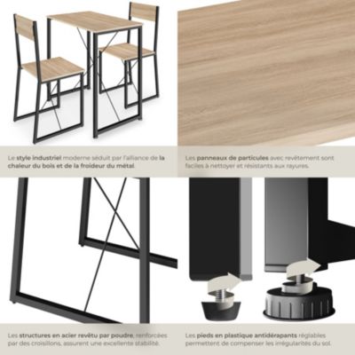 Ensemble chaises de salle à manger en bois et acier Bois clair industriel, Chêne Sonoma