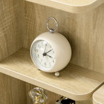 Ensemble coiffeuse tabouret design contemporain multi-rangement 4 tiroirs 4 étagères grand miroir aspect chêne clair blanc