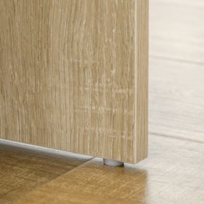 Ensemble coiffeuse tabouret design contemporain multi-rangement 4 tiroirs 4 étagères grand miroir aspect chêne clair blanc