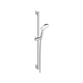 Ensemble Colonne de douche métal Barre de douche avec flexible 1,6m et douchette chrome, 70x2x7cm, Chrome