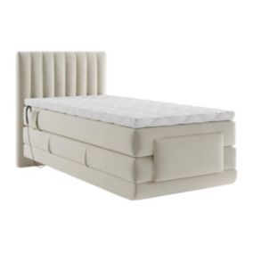 Ensemble complet boxspring tête de lit coutures verticales + sommiers relaxation électrique + matelas + surmatelas - 100 x 200 cm