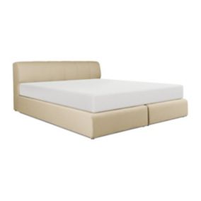 Ensemble complet boxspring tête de lit + sommier avec leds + matelas - 160 x 200 cm - Tissu - Beige - OTARU de YSMÉE