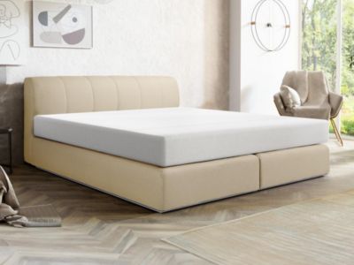 Ensemble complet boxspring tête de lit + sommier avec leds + matelas - 160 x 200 cm - Tissu - Beige - OTARU de YSMÉE