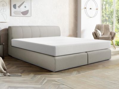 Ensemble complet boxspring tête de lit + sommier avec leds + matelas - 160 x 200 cm - Tissu - Gris - OTARU de YSMÉE