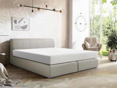 Ensemble complet boxspring tête de lit + sommier avec leds + matelas - 160 x 200 cm - Tissu - Gris - OTARU de YSMÉE