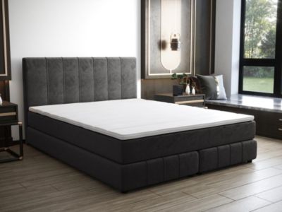 Ensemble complet boxspring tête de lit + sommier + matelas + surmatelas - 160 x 200 cm - Velours - Anthracite - HIDA de YSMÉE