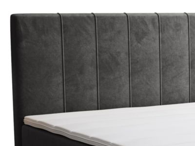 Ensemble complet boxspring tête de lit + sommier + matelas + surmatelas - 160 x 200 cm - Velours - Anthracite - HIDA de YSMÉE