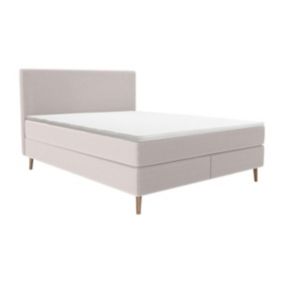 Ensemble complet boxspring tête de lit + sommier + matelas + surmatelas - 160 x 200 cm - Velours côtelé - Beige - NARA de YSMÉE