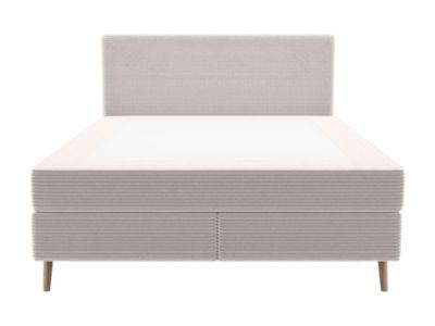 Ensemble complet boxspring tête de lit + sommier + matelas + surmatelas - 160 x 200 cm - Velours côtelé - Beige - NARA de YSMÉE