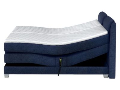 Ensemble complet boxspring tête de lit + sommiers relaxation électrique + matelas + surmatelas - 2 x 80 x 200 cm - Tissu - Denim -