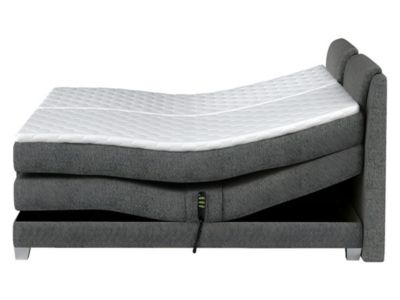 Ensemble complet boxspring tête de lit + sommiers relaxation électrique + matelas + surmatelas - 2 x 80 x 200 cm - Tissu - Gris