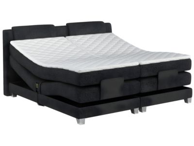 Ensemble complet boxspring tête de lit + sommiers relaxation électrique + matelas + surmatelas - 2 x 80 x 200 cm - Tissu -