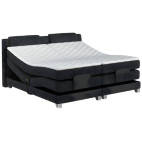 Ensemble complet boxspring tête de lit + sommiers relaxation électrique + matelas + surmatelas - 2 x 80 x 200 cm - Tissu -