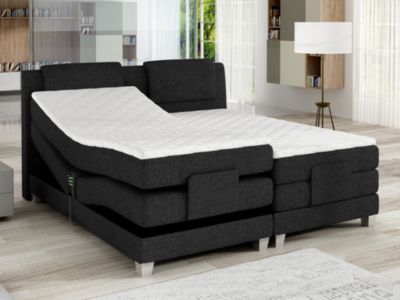 Ensemble complet boxspring tête de lit + sommiers relaxation électrique + matelas + surmatelas - 2 x 80 x 200 cm - Tissu -