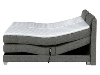 Ensemble complet boxspring tête de lit + sommiers relaxation électrique + matelas + surmatelas - 2 x 90 x 200 cm - Tissu - Gris