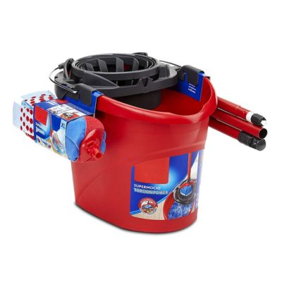 Ensemble complet de seau avec balai à franges, poignée et essoreuse torsion, capacité 10 L