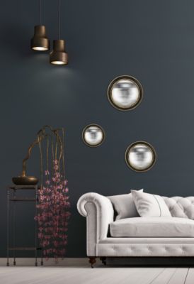 Ensemble convexe 3 miroirs rond style vintage effet mat doré noir et doré ⌀23 x L.23 x H.23 x ep.5 cm