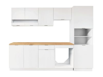 Ensemble cuisine complète + colonne - Blanc et Naturel - CARMEO