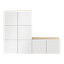 Ensemble d’armoires effet chêne portes battantes blanches faible profondeur GoodHome Atomia H. 112,5 x L. 150 x P. 22 cm