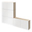 Ensemble d’armoires effet chêne portes battantes blanches faible profondeur GoodHome Atomia H. 112,5 x L. 150 x P. 22 cm