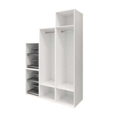 Ensemble d’armoires portes battantes sous pente et/ou comble blanches avec étagère à chaussures GoodHome Atomia H. 225 x L. 150 x P. 60 cm
