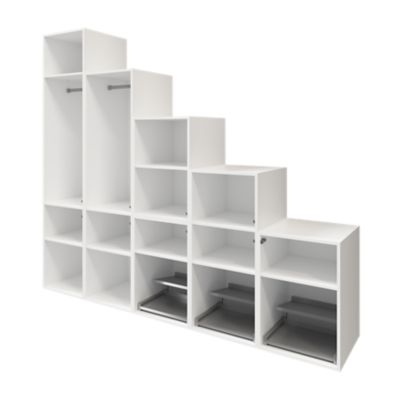 Ensemble d’armoires sous pente et/ou comble blanches et anthracite brillant avec range chaussures GoodHome Atomia H. 225 x L. 250 x P. 60 cm