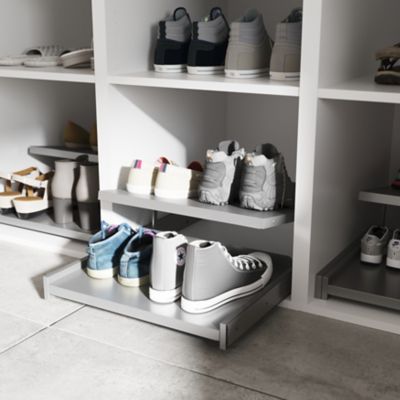 Ensemble d’armoires sous pente et/ou comble blanches et anthracite brillant avec range chaussures GoodHome Atomia H. 225 x L. 250 x P. 60 cm