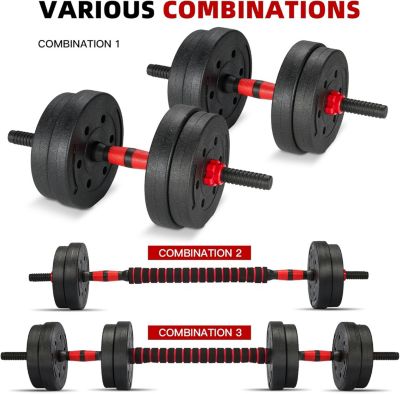 Ensemble d'haltères et de barres réglables de 15 kg, unisexe
