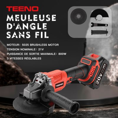 Ensemble d'outils 3 pièces 20V Clé à chocs sans fil sans balais, Perceuse à Chocs, Meuleuse d'angle sans balais 2x3,0 Ah