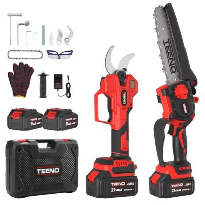 Ensemble d'outils de jardinage 2 en 1, mini-scie sans fil de 6 pouces  sécateur électrique sans fil de 40 mm, comprend 2