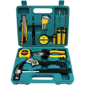 Ensemble d'outils  Kit d'outils manuels pour le ménage avec boîte à outils en plastique