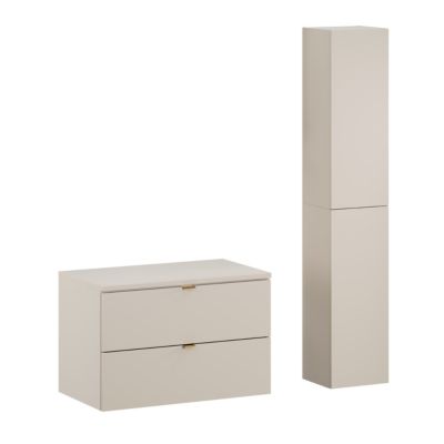 Ensemble DALIA CACHEMIRE meuble sous vasque avec plan 80 cm et 2 x colonne 30/80 cm à suspendre